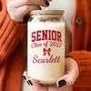Personalized Name Senior - Class of 2027 Glass Can With Lid HA75 919104