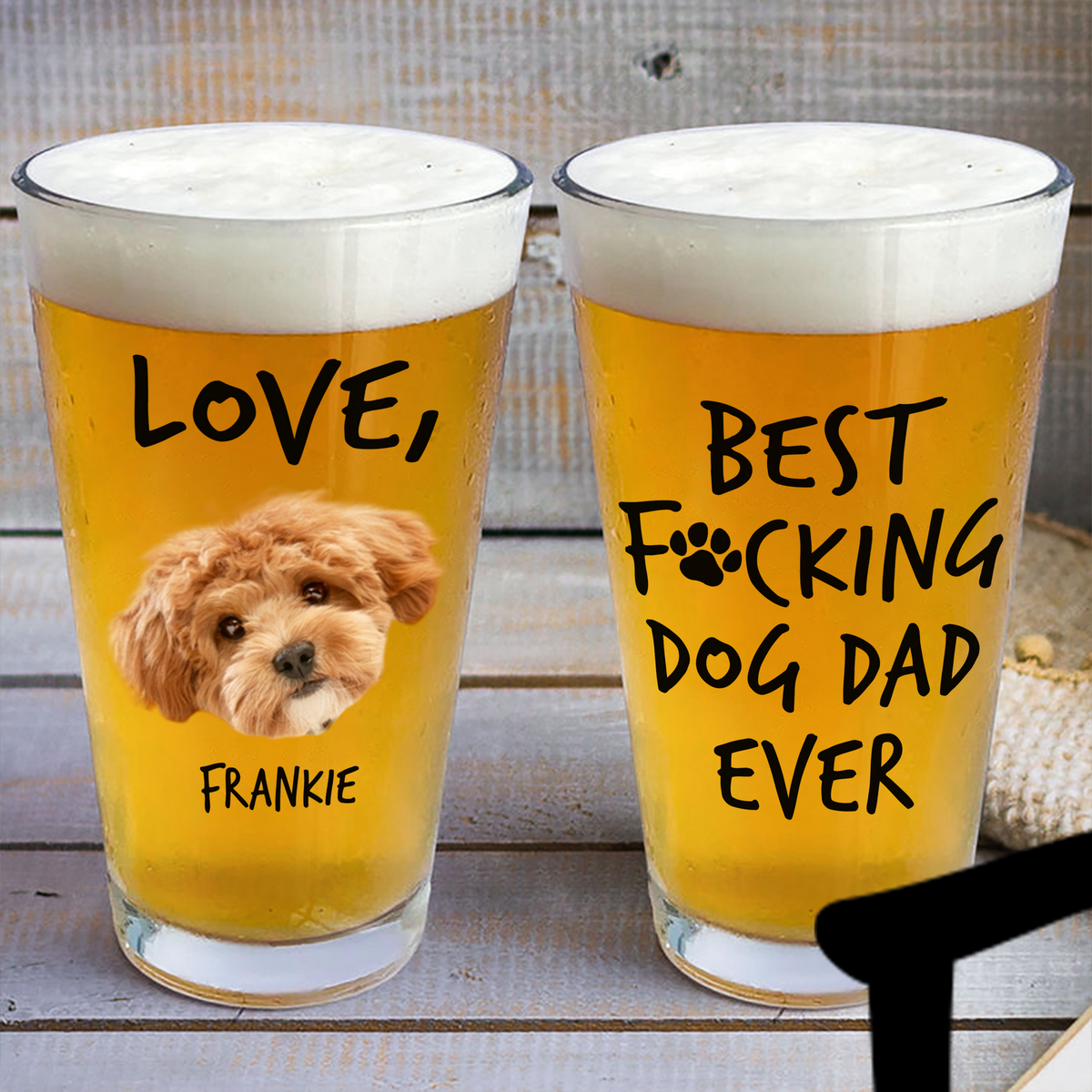Custom Photo Best F*cking Dog Dad Ever Beer Glass Gift For Dog Lover CH07 895590