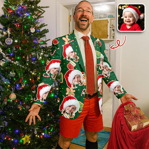 Custom Photo Christmas Family Men's Suits Gift For Dad, Mom, Kids HO82 900232