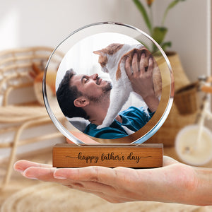 Custom Dog Cat Photo Round Acrylic Frame Block Father's Day Gift For Dad HA75 892438