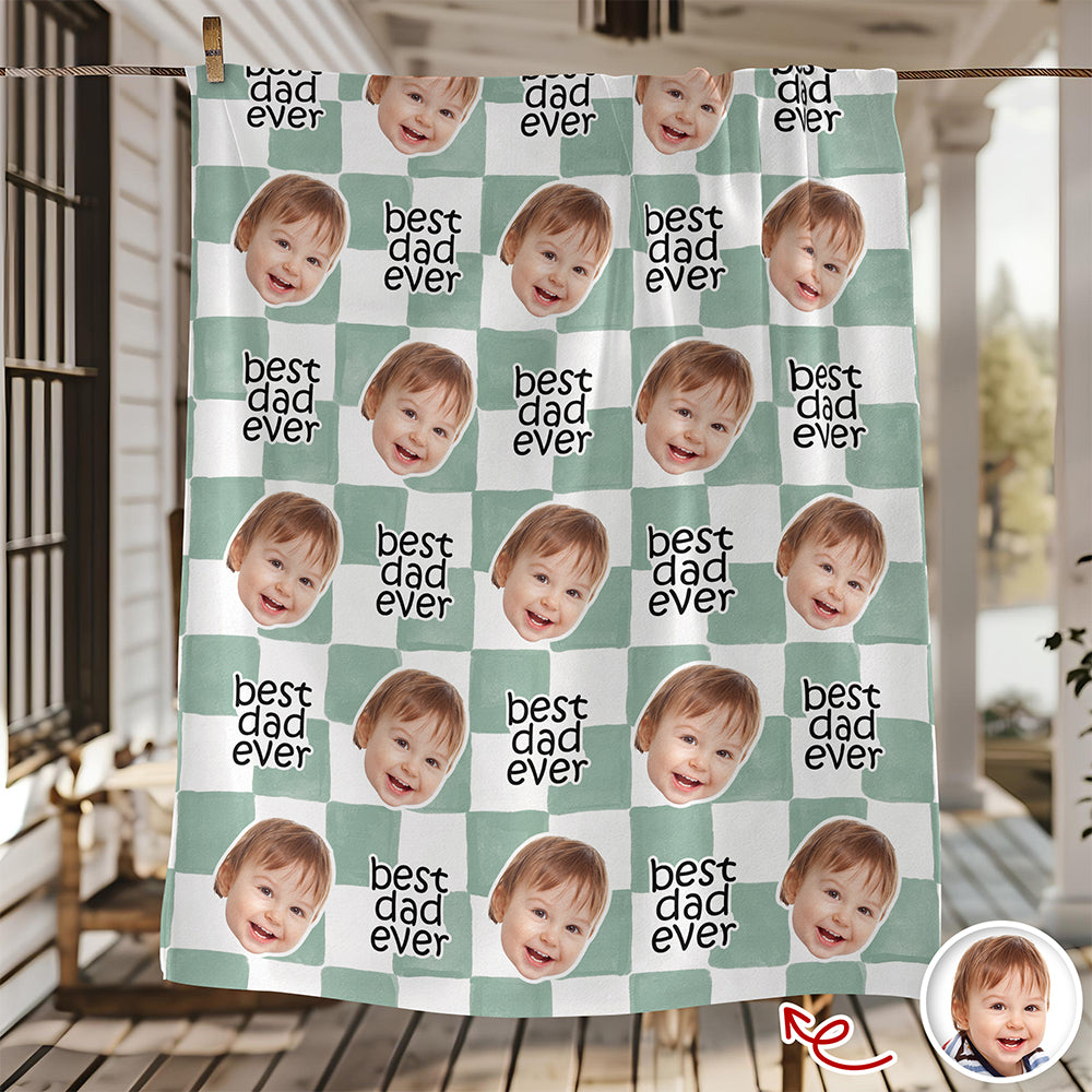 Custom Baby Face Best Dad, Mom Ever Personalized Gift for Parents Blanket HA75 921480