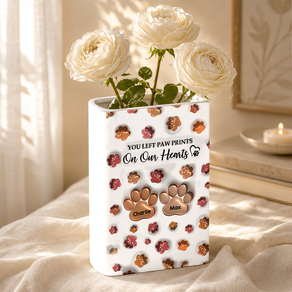 You Left Paw Prints On My Heart For Dog Lover 3D Inflated Effect Book Vase TH10 170977