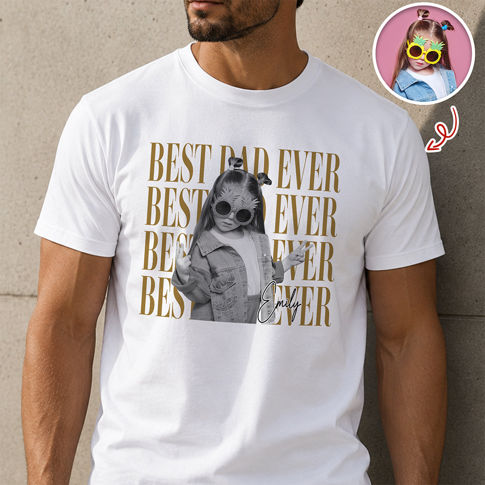 Personalized Vintage Photo Best Dad Mom Ever Bright Shirt HA75 921458