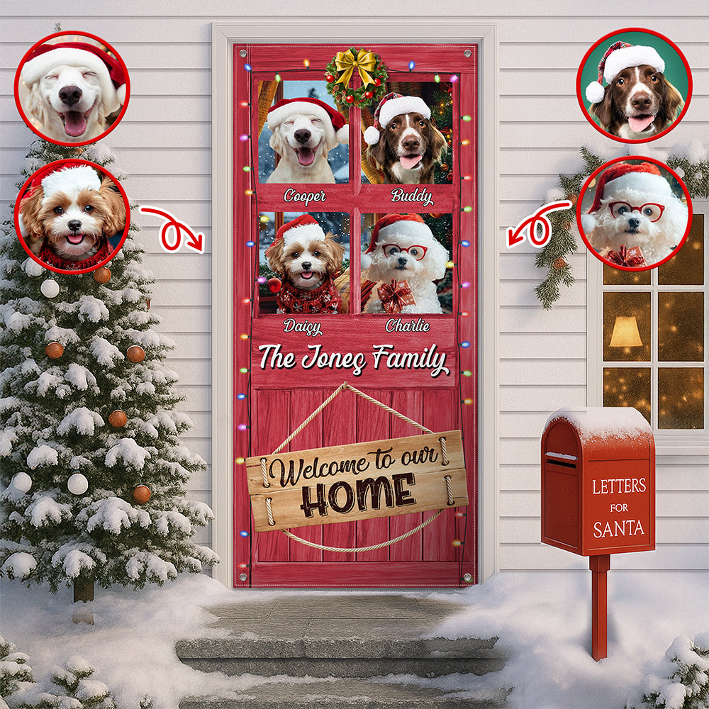 Custom Dog Photo Welcome To Our Home Peeking Pets Door Cover HO82 900240