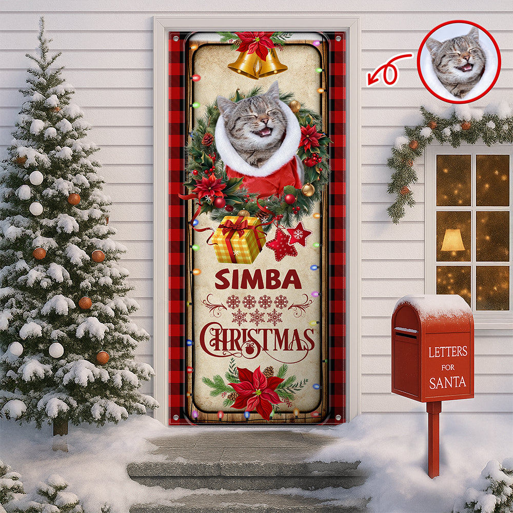 Custom Cat Photo Christmas Decoration Door Cover HO82 900262