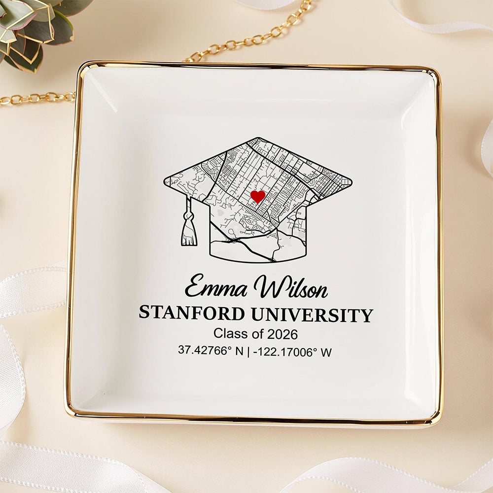 Custom Map Jewelry Dish Personalized Graduation Gift HO82 901614