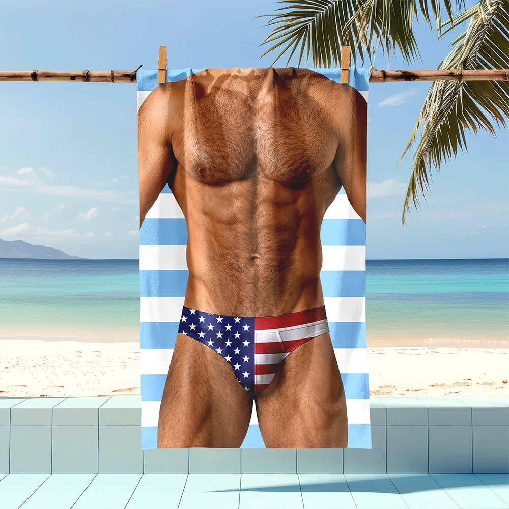 Personalized Funny Muscle Body American Flag Underwear Beach Towel HA75 921852
