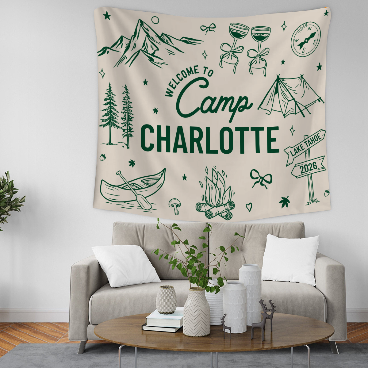 Custom Name Welcome To Camp Tapestry Banner - Personalized Gift For Camping Lovers HO82 902960