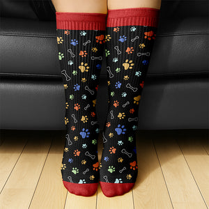 Custom Photo This Human Belongs To Dog Cat Crew Socks HA75 897616