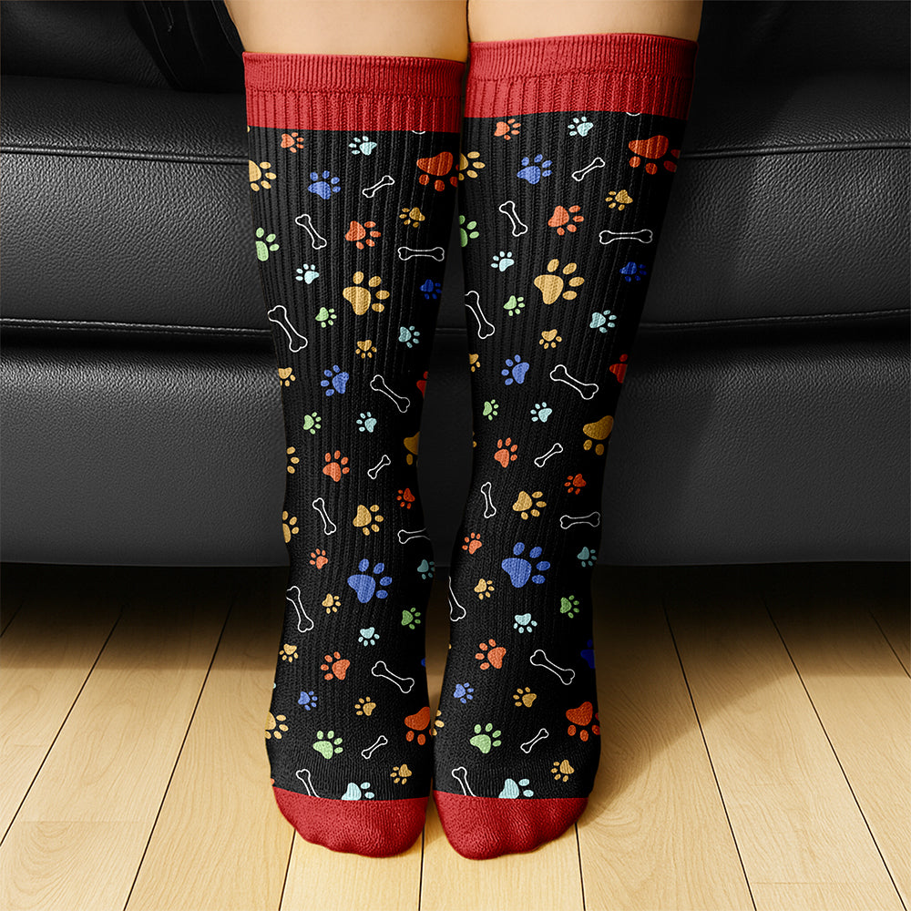 Custom Photo This Human Belongs To Dog Cat Crew Socks HA75 897616