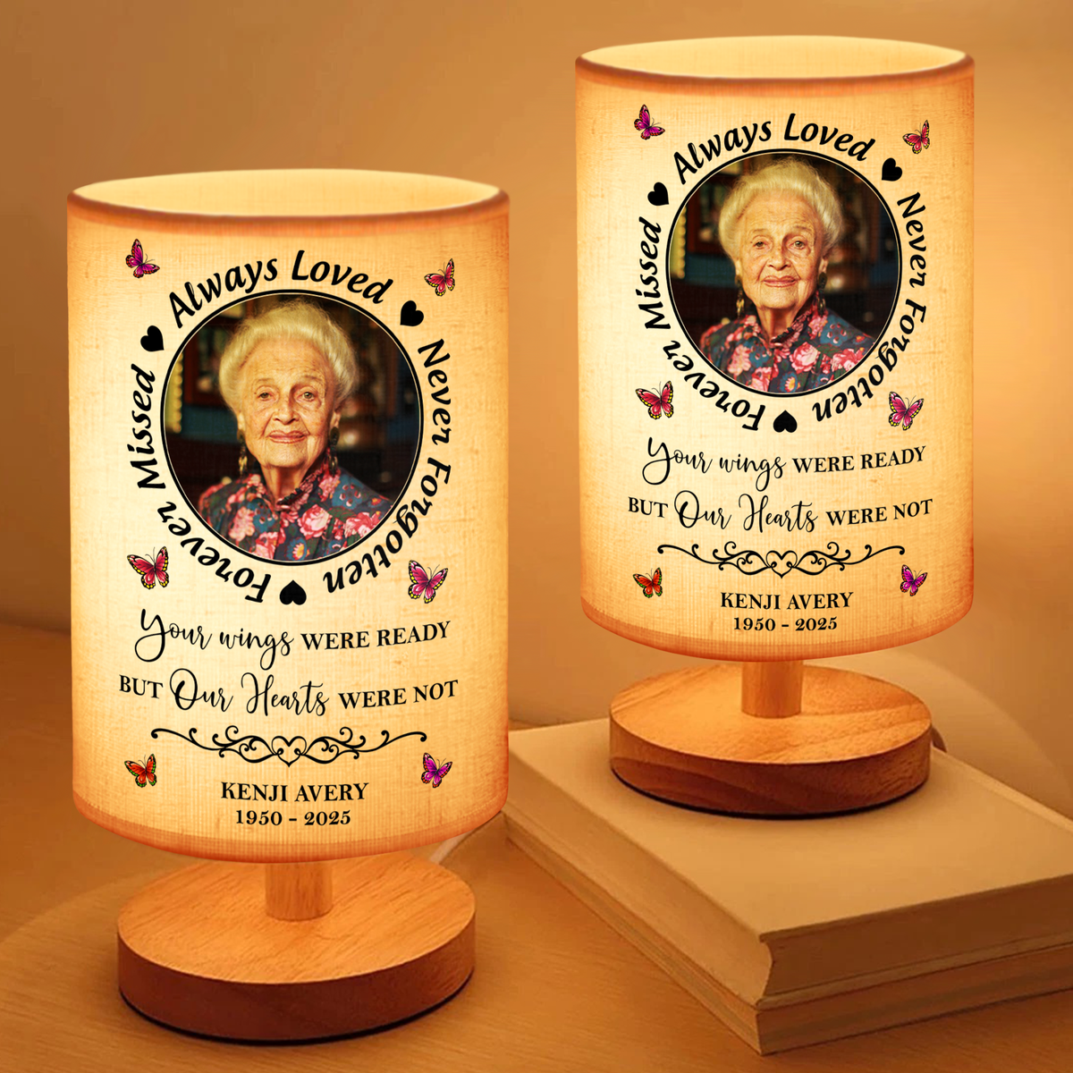 Custom Photo Always In Our Thoughts Memorial Fabric Lamp HA75 892358