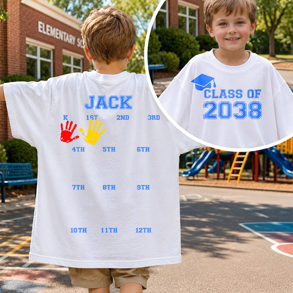 Personalized First Day of School Kids - Class Of Year Handprint Shirt, Grow with Me Graduation Bright Shirt HA75 921628