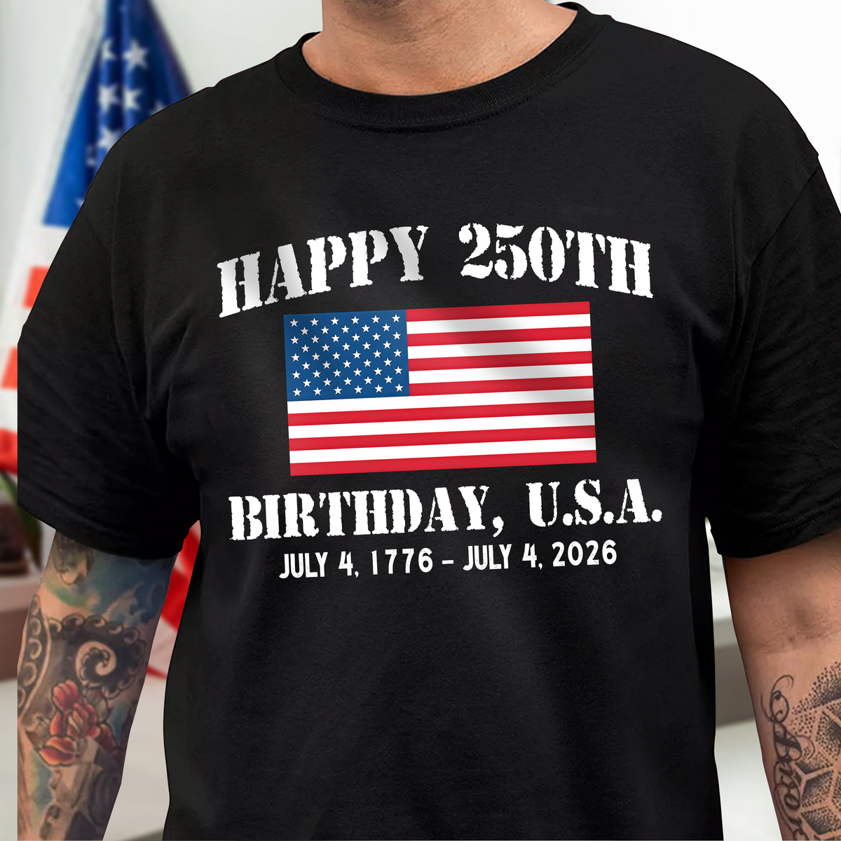 Happy 250th Birthday USA Patriotic 4th Of July Dark Shirt HO82 900374