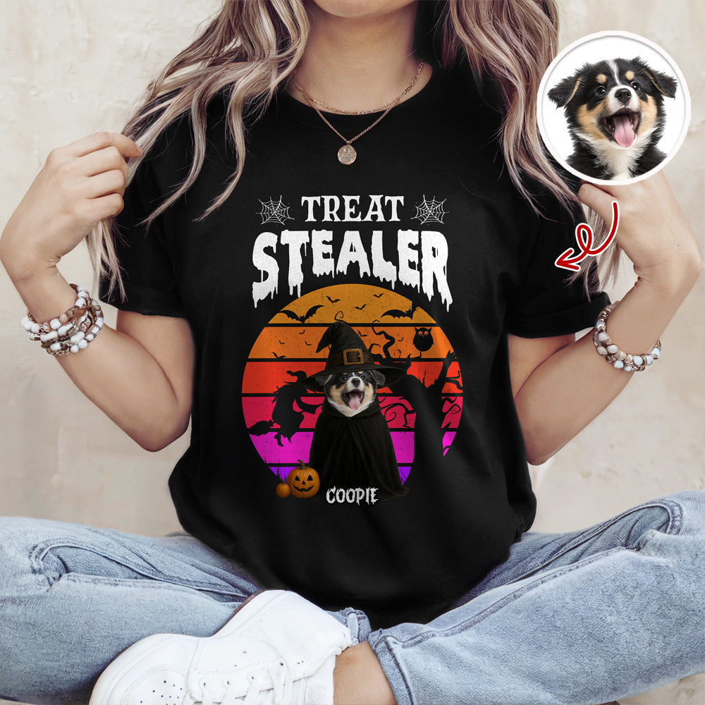 Custom Photo Dog Treat Stealer Halloween Dark Shirt HA75 897648
