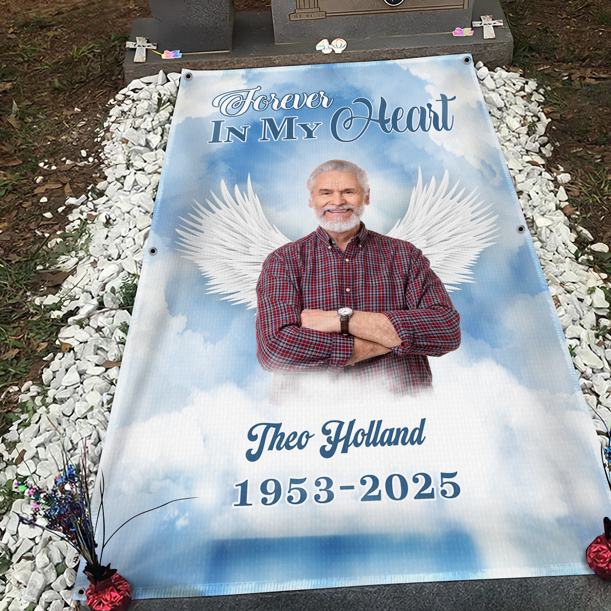 Custom Photo Forever In My Heart Memorial Heaven Grave Blanket TH10 892543