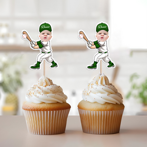 Custom Cute Face Baseball Party Decoration Cupcake Toppers LM32 893269
