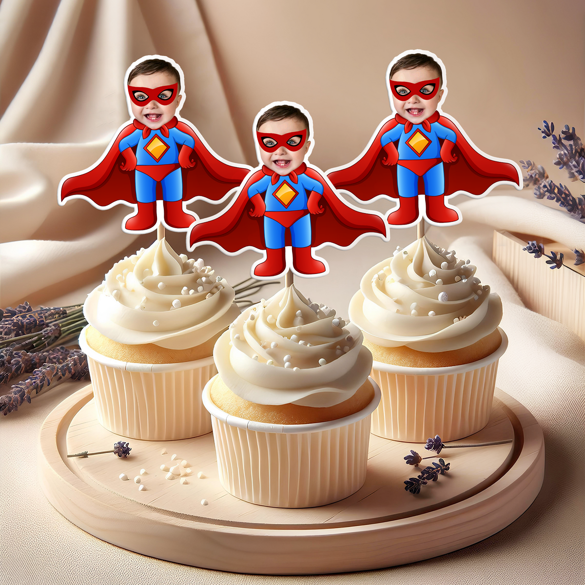 Custom Superheroes Photo Cupcake Toppers Peronalized Birthday Gift CH07 895348