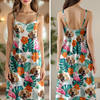 Custom Dog Photo Tropical Hawaii Style Personalized Women's V-Neck Cami Maxi Dress For Summer Holiday CH07 895672