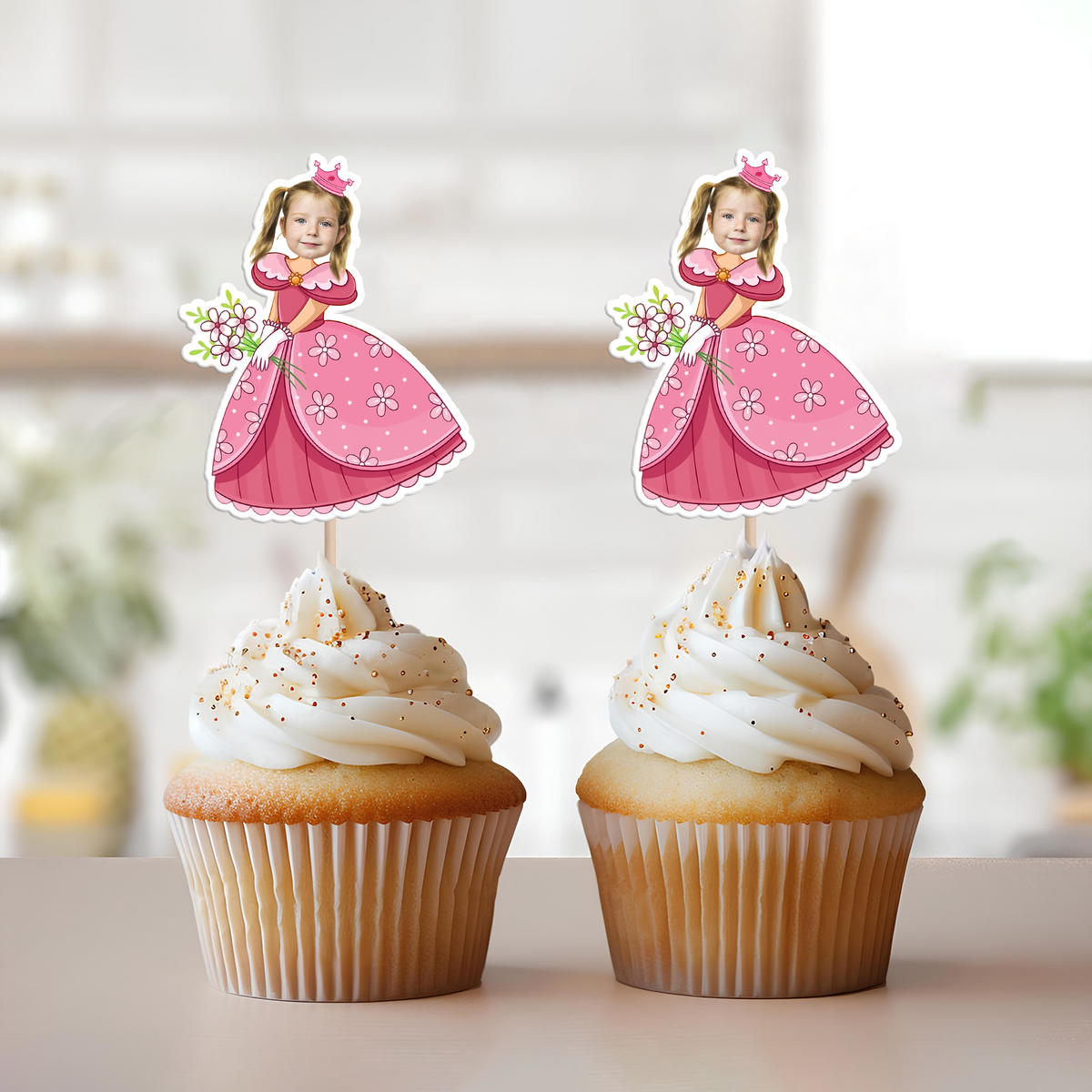 Custom Photo Princess Cupcake Toppers Personalized Birthday Gift Princess Party Decor CH07 895436