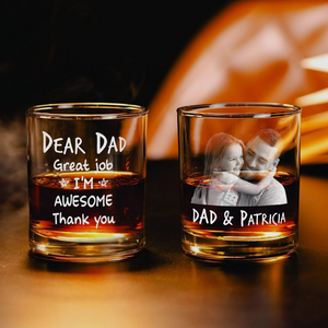 Custom Photo Dear Dad I Am Awesome Custom Photo Engraved Rock Glass CH07 895738