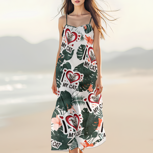 Custom Cute Pet Photo I Love My Dog Cat Hawaii Maxi Dress LM32 893405