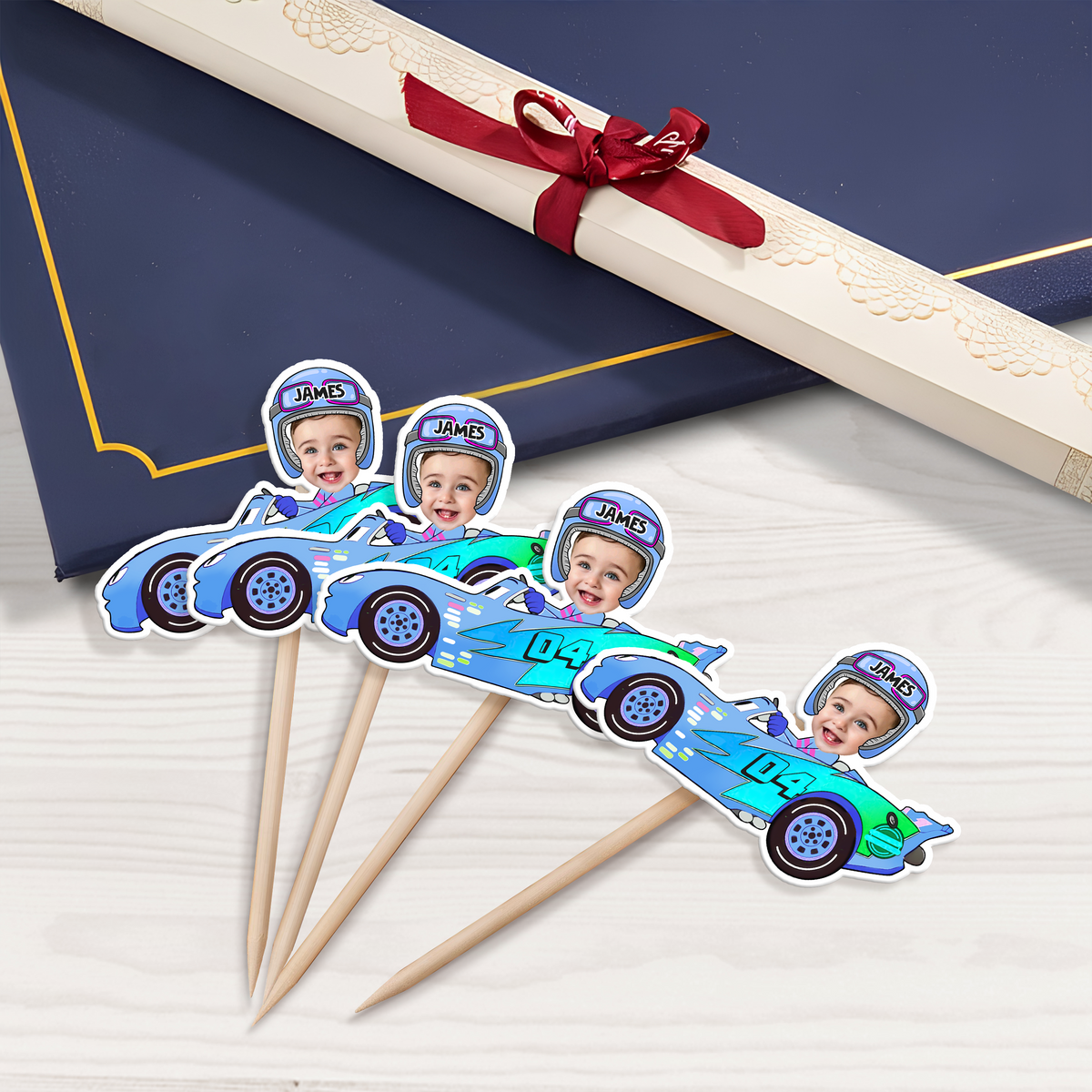 Custom Kid Face Car Toys Decoration Cupcake Toppers HA75 892000