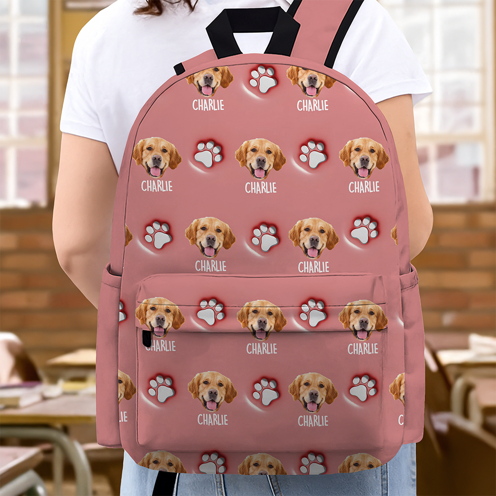 Custom Dog Face And Paw - Personalized Custom 3D Inflated Effect Backpack CH07 911152