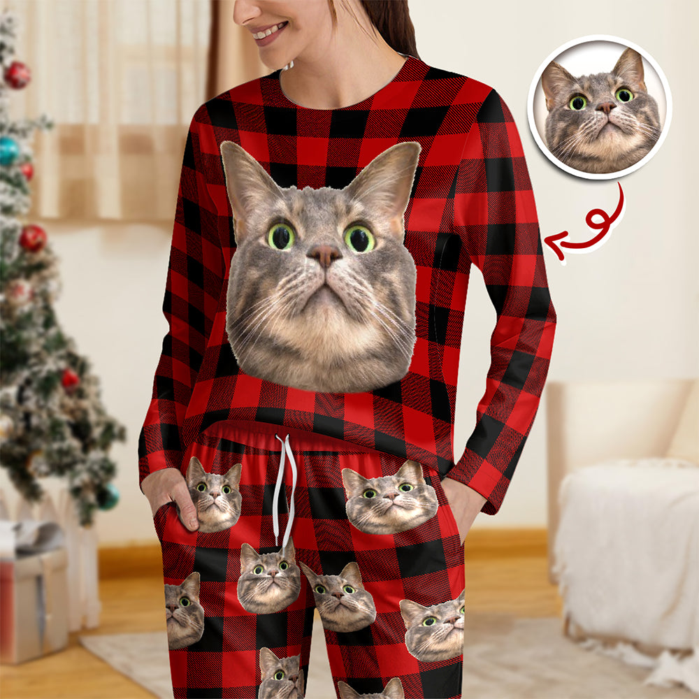 Custom Cat Face Photo With Christmas Accesories Sleepwear CH07 899250