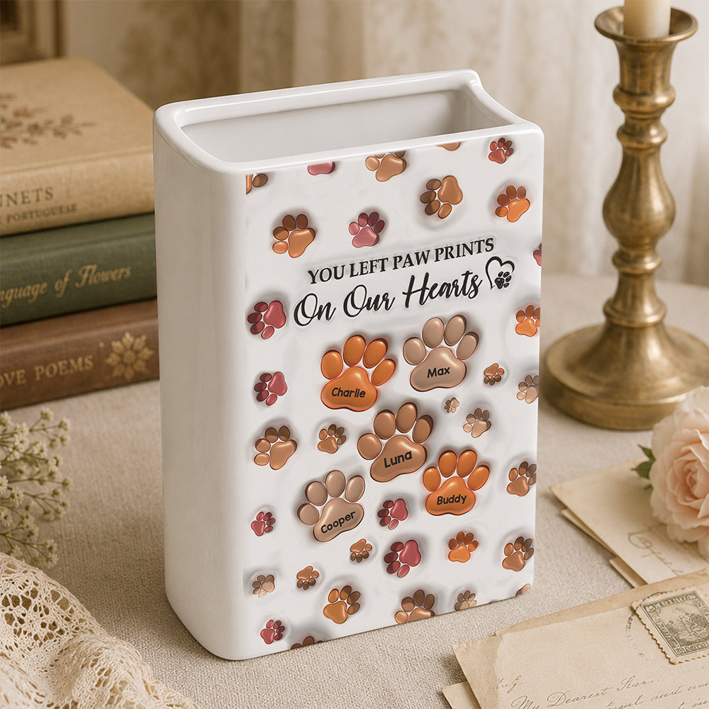 You Left Paw Prints On My Heart For Dog Lover 3D Inflated Effect Book Vase TH10 170977