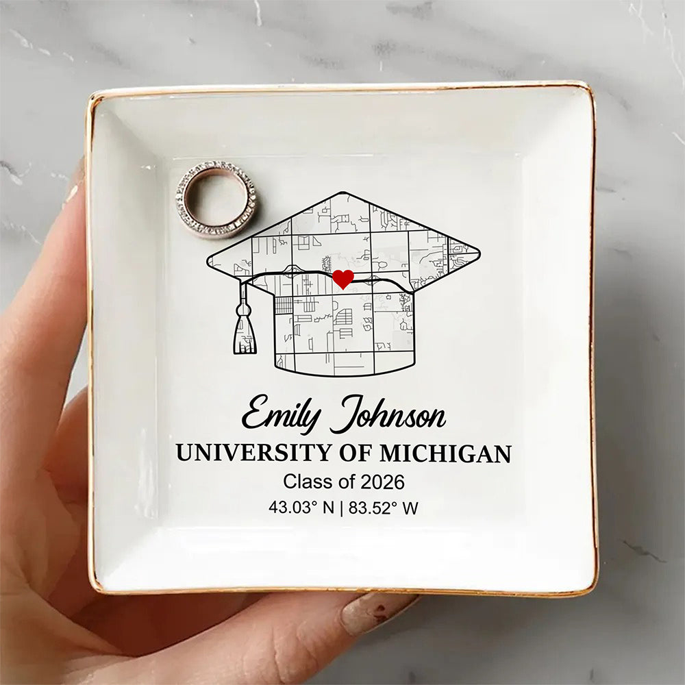 Custom Map Jewelry Dish Personalized Graduation Gift HO82 901614