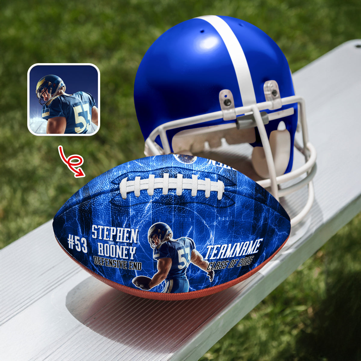 Custom Football Player Photo Football Ball Class of 2025 Football Team Gifts CH07 899592