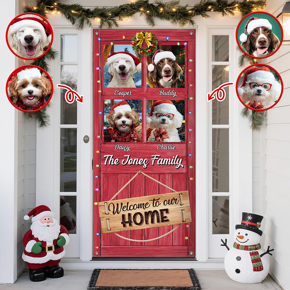 Custom Dog Photo Welcome To Our Home Peeking Pets Door Cover HO82 900240