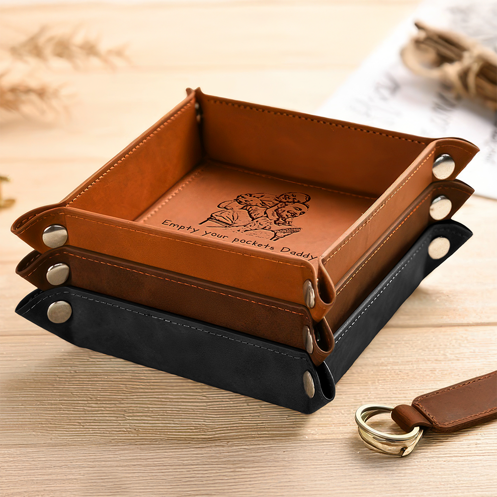 Personalized Name We Can't Wait To Play With Dad Leather Valet Tray LM32 893571