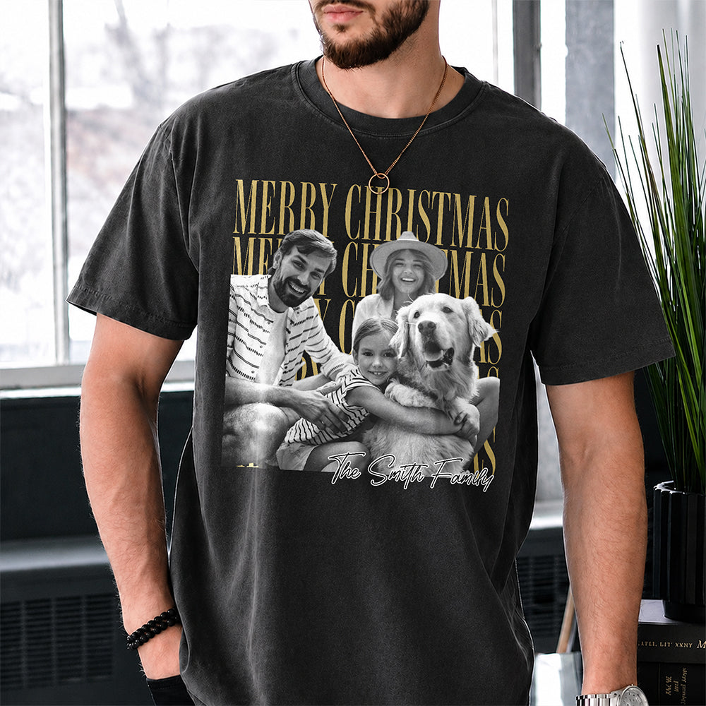 Personalized Vintage Photo Merry Christmas Comfort Shirt, Custom Family Holiday Gift HA75 922114