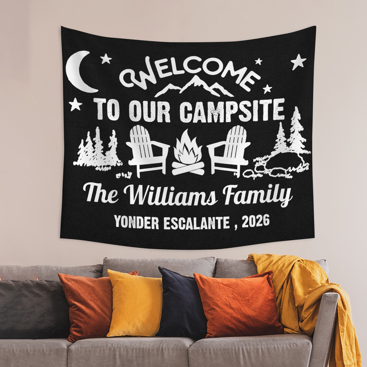 Personalized Welcome To Our Campsite Camping Tapestry, Gift For Camping Lovers HO82 903072