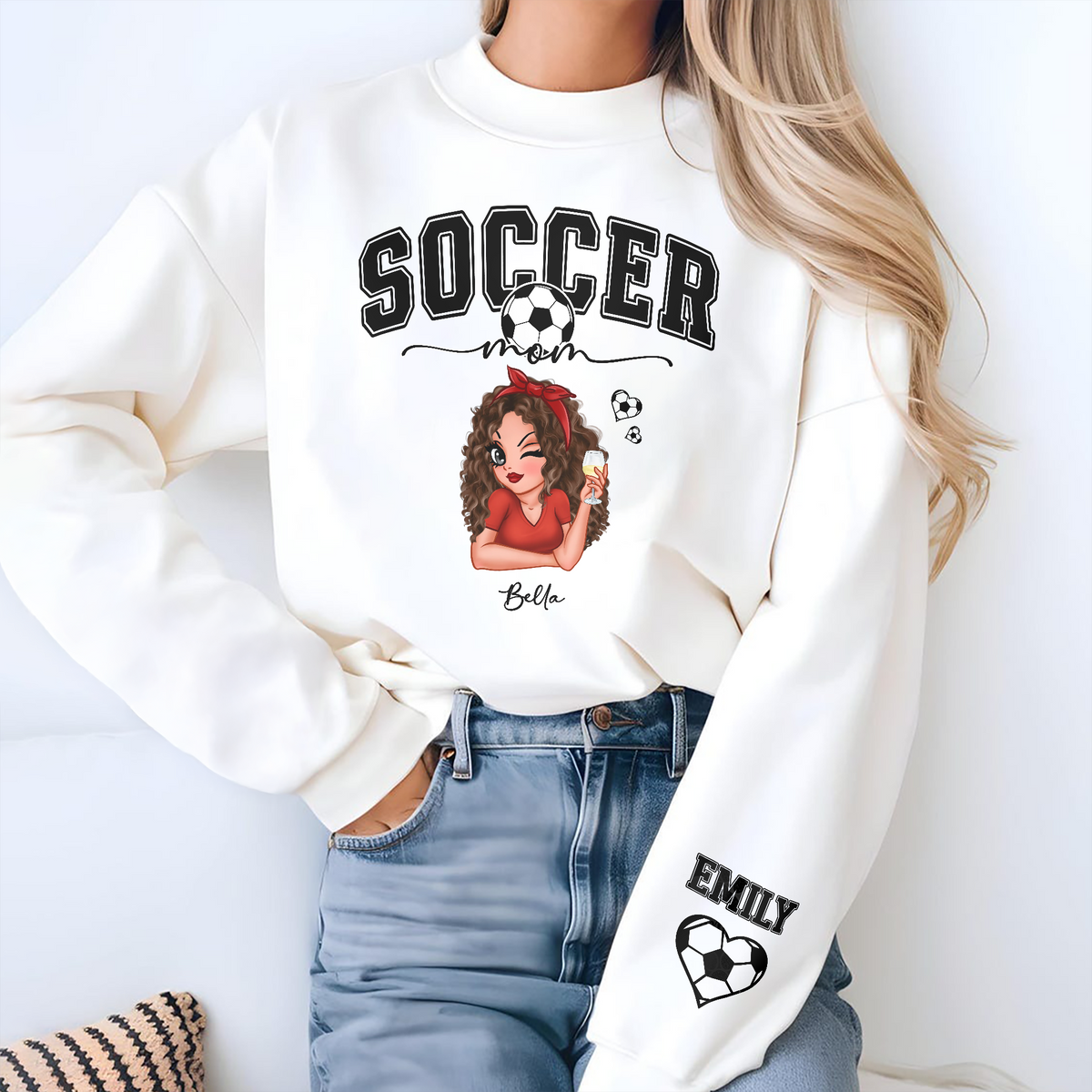Personalized Name Soccer Mom Sleeve Printed Sweatshirt For Sport Players LM32 895807