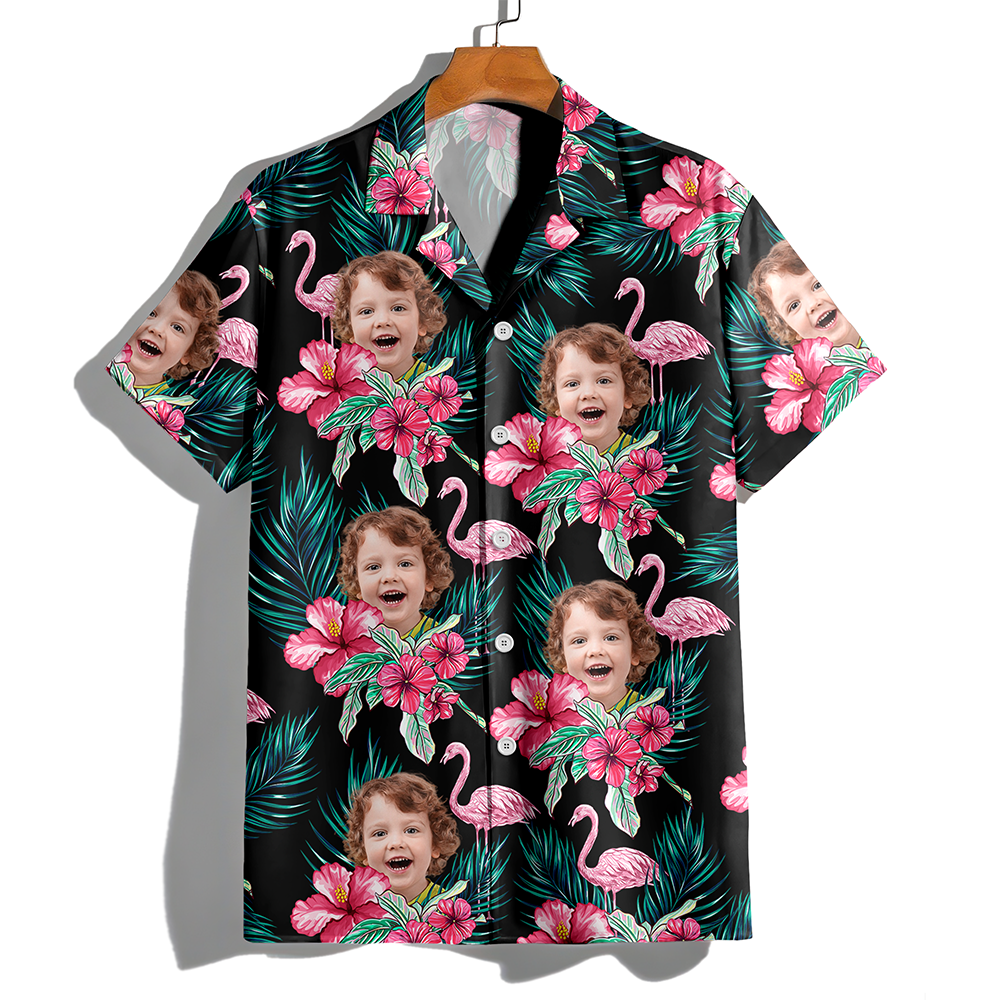 Custom Funny Photo Kid Flamingo Hawai Shirt Summer Gift, Family Gift HA75 892450