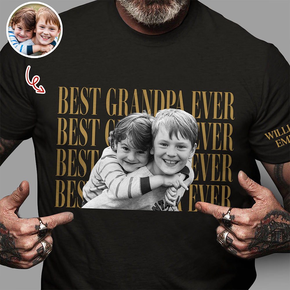 Personalized Vintage Photo Best Dad Mom Ever Short Sleeve Print Shirt HA75 921588