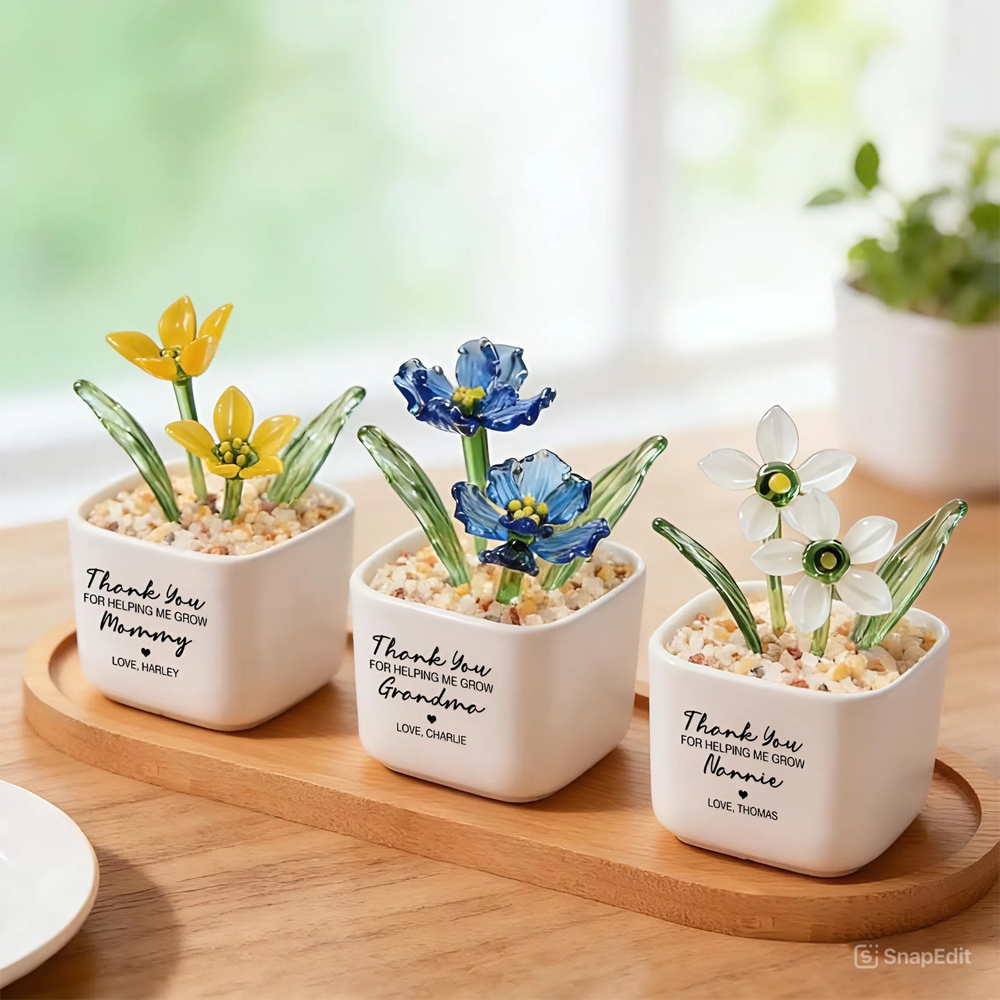 Personalized Tulip Glass Flower Pot - Unique Birthday Gift For Mother, Happy Mother's Day HA75 920800