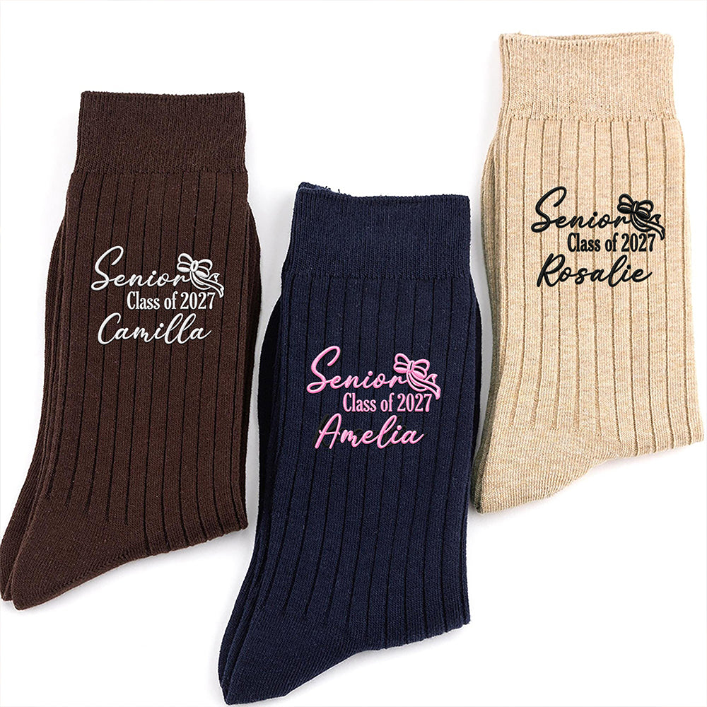 Personalized Name Senior - Class of 2027 Embroidered Socks HA75 922094