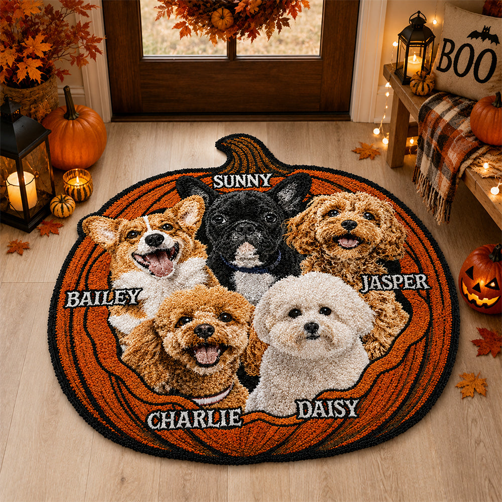 Custom Dog Cat Photo Halloween Pumpkin Custom Shape Faux Cashmere Rug HO82 903164
