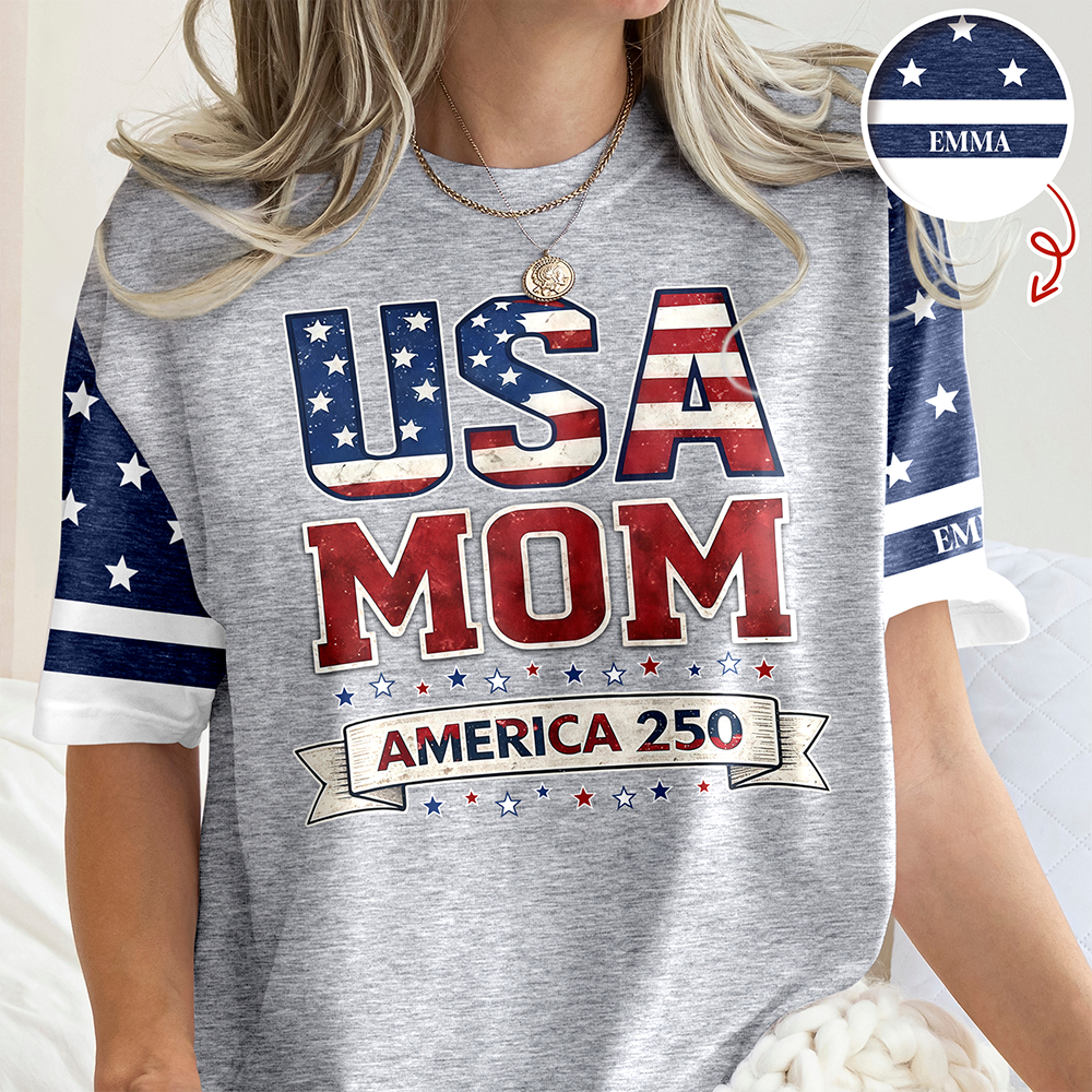 Custom Name USA Mom With 250 Years Anniversary AOP Shirt HO82 901914