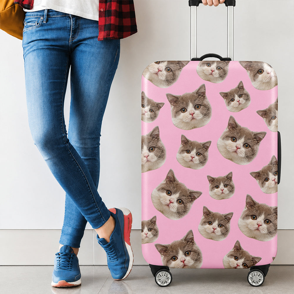 Custom Pet Face Luggage Cover, Personalized Travel Gift For Dog & Cat Lovers LM32 669793