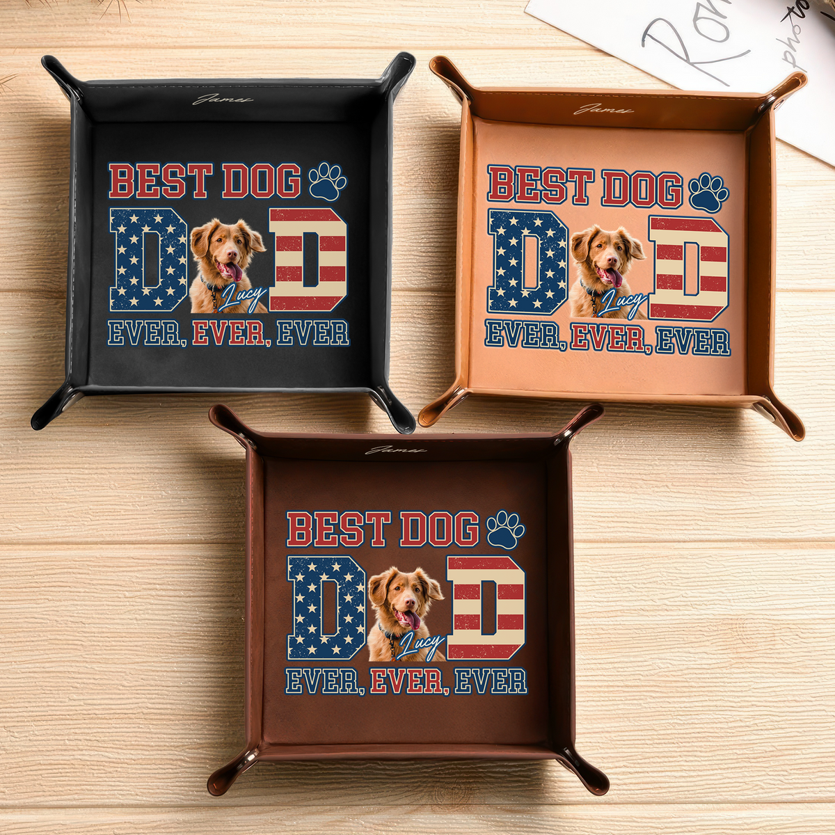 Custom Photo Best Dog Dad Ever Ever Ever Leather Valet Tray LM32 893613