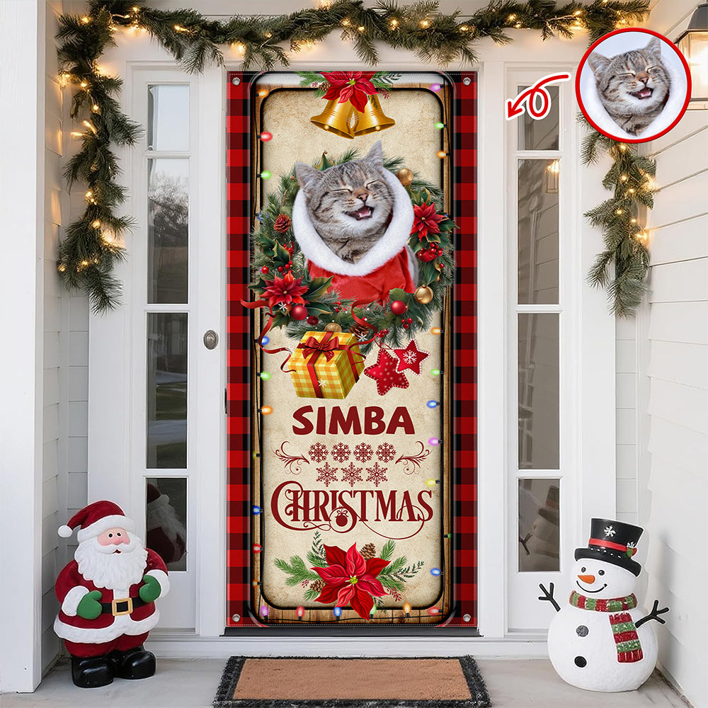 Custom Cat Photo Christmas Decoration Door Cover HO82 900262