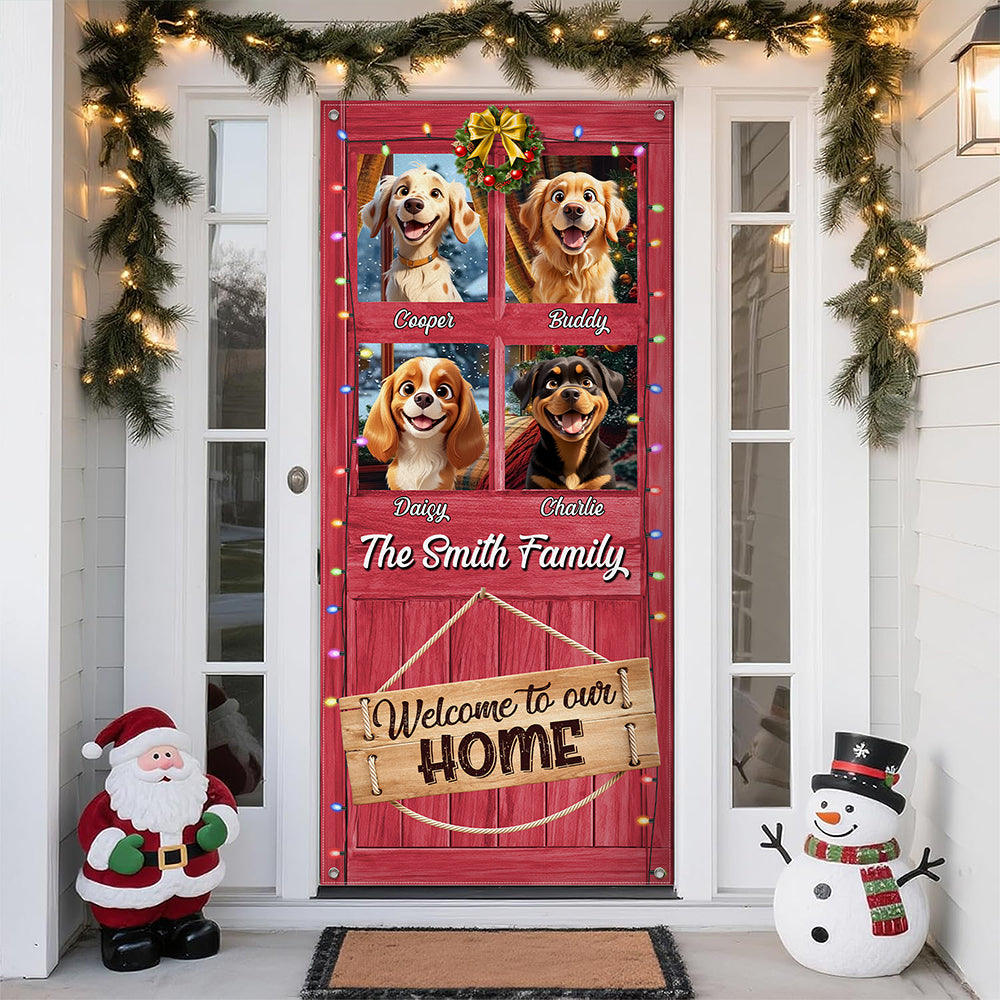 Welcome To Our Home Peeking Pets Door Cover Personalized Gift For Dog Lovers HO82 900242