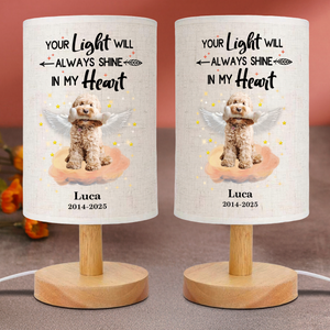 Custom Photo Your Light Will Always Shine In My Heart Dog Memorial Fabric Lamp HA75 892314