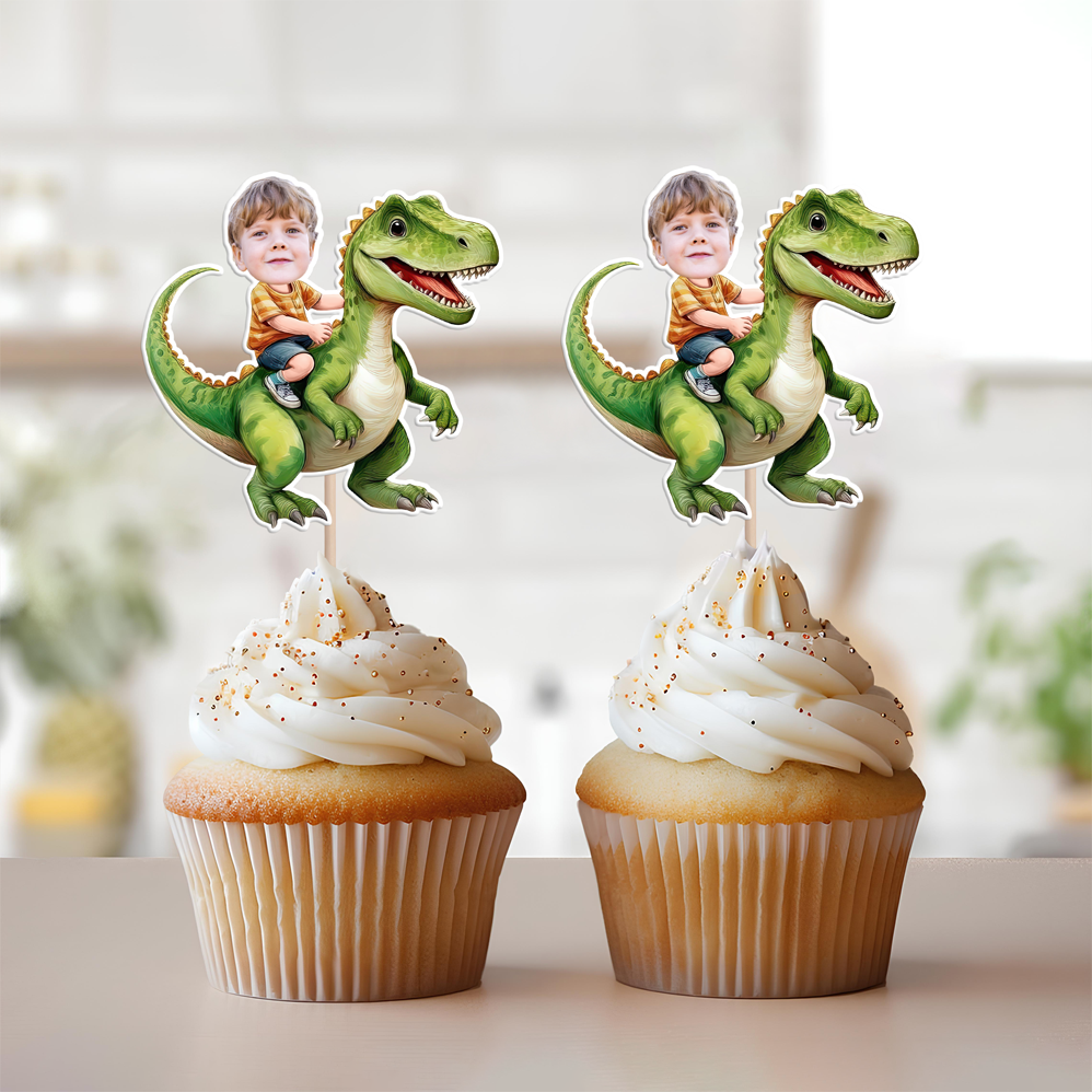 Custom Dinosaur Face Cupcake Toppers Dinosaur Birthday Decor HA75 892114
