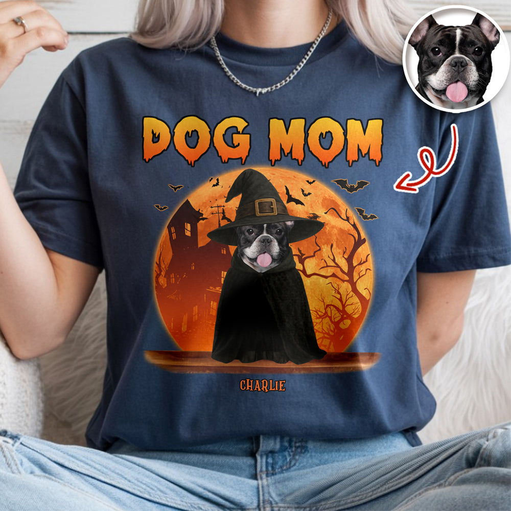 Dog Dad Dog Mom Dark Night - Custom Dog Halloween Photo Comfort Color Shirt Gift For Dog Lovers CH07 899436
