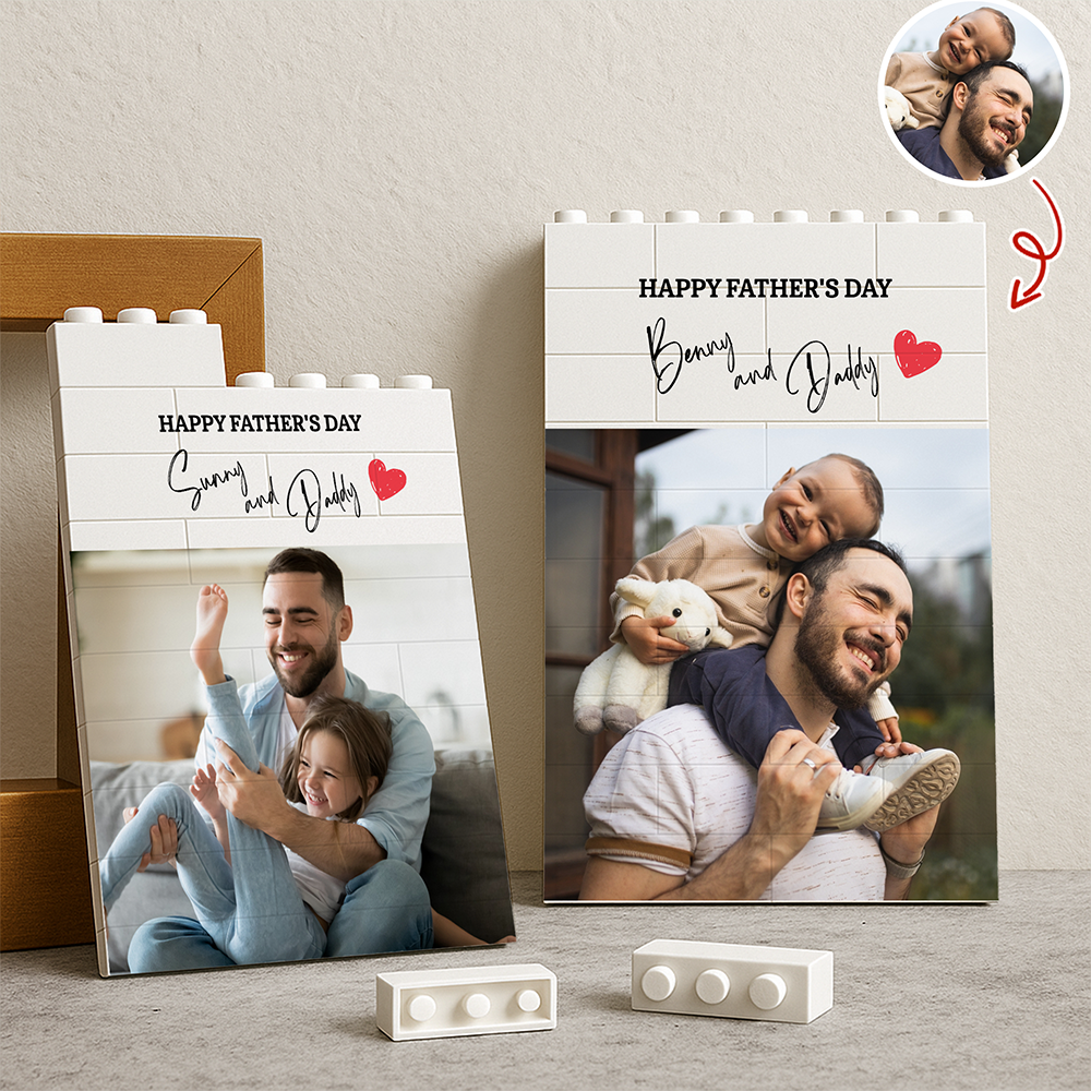 Custom Photo Happy Father's Day Building Brick Blocks Gift For Dad, Grandpa HA75 921502